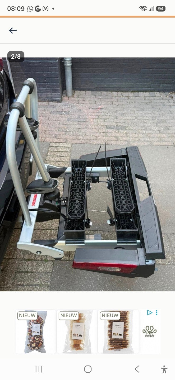Yakima FoldClick 2 EVO trekhaak fietsendrager 350 euro, Gebruikt, Elektrische fiets, Ophalen of Verzenden, 2 fietsen