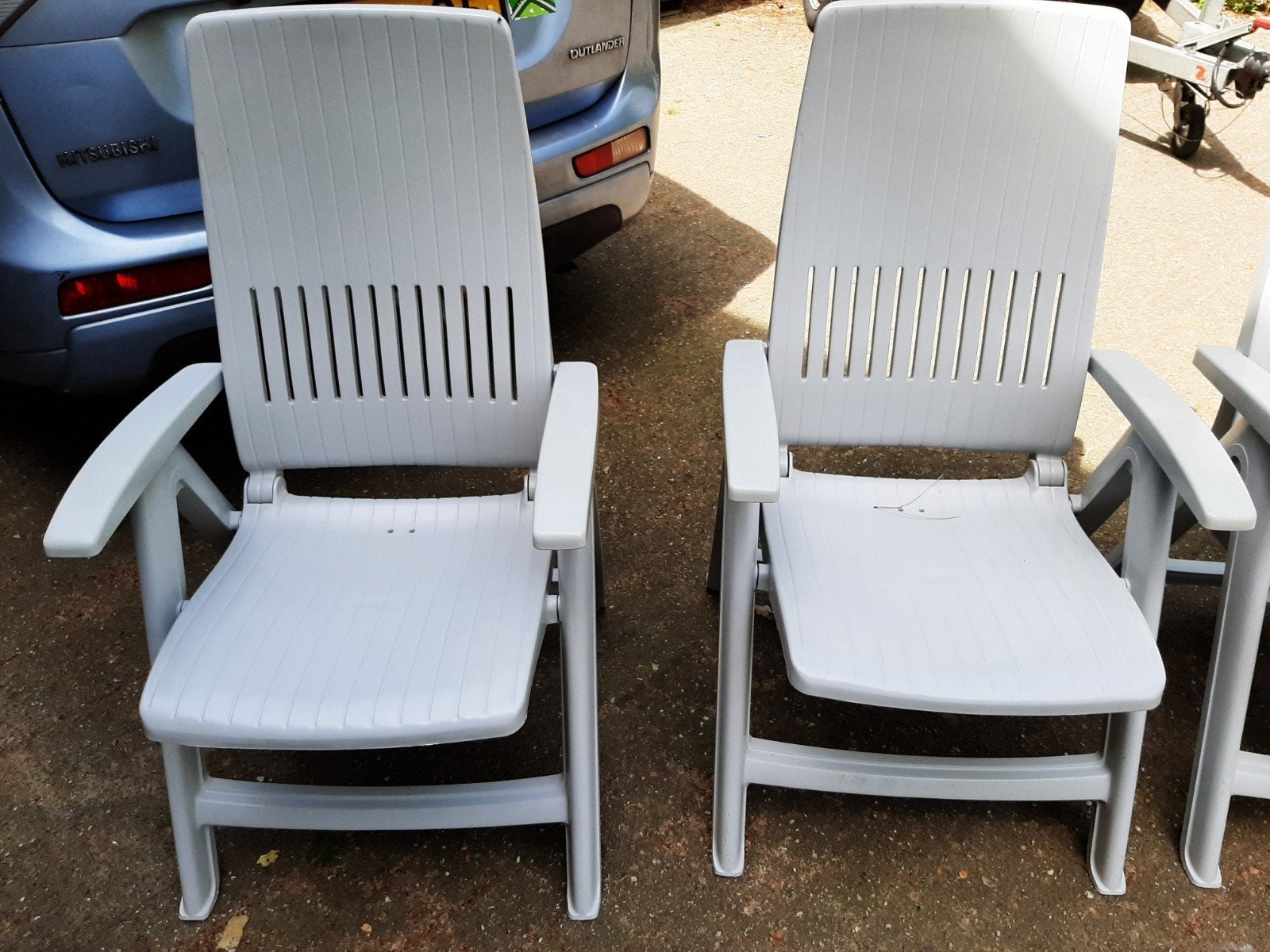 4 Hartman tuinstoelen grijs verstelbaar en inklapbaar, Ophalen, Zo goed als nieuw, Kunststof, Verstelbaar