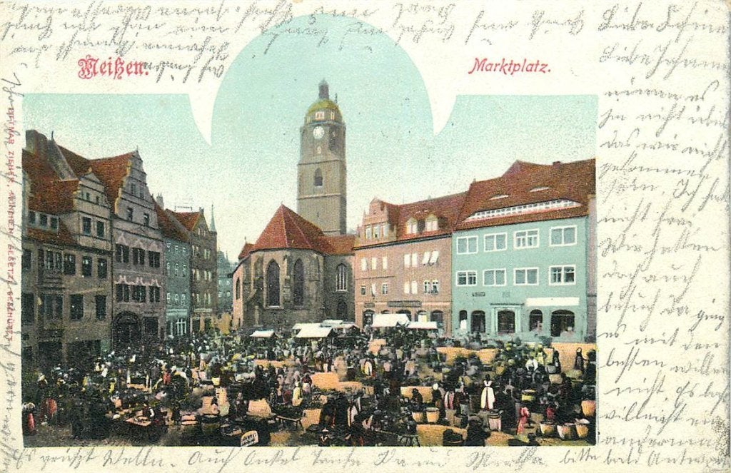 701-268-017 Meissen Marktplatz, Ophalen of Verzenden, Voor 1920, Duitsland
