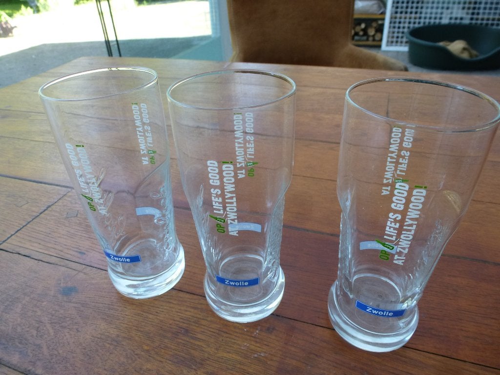 Grolsch bierglazen op Grolsch Life's good at Zwollywood 3 x, Ophalen of Verzenden, Nieuw, Glas of Glazen, Grolsch