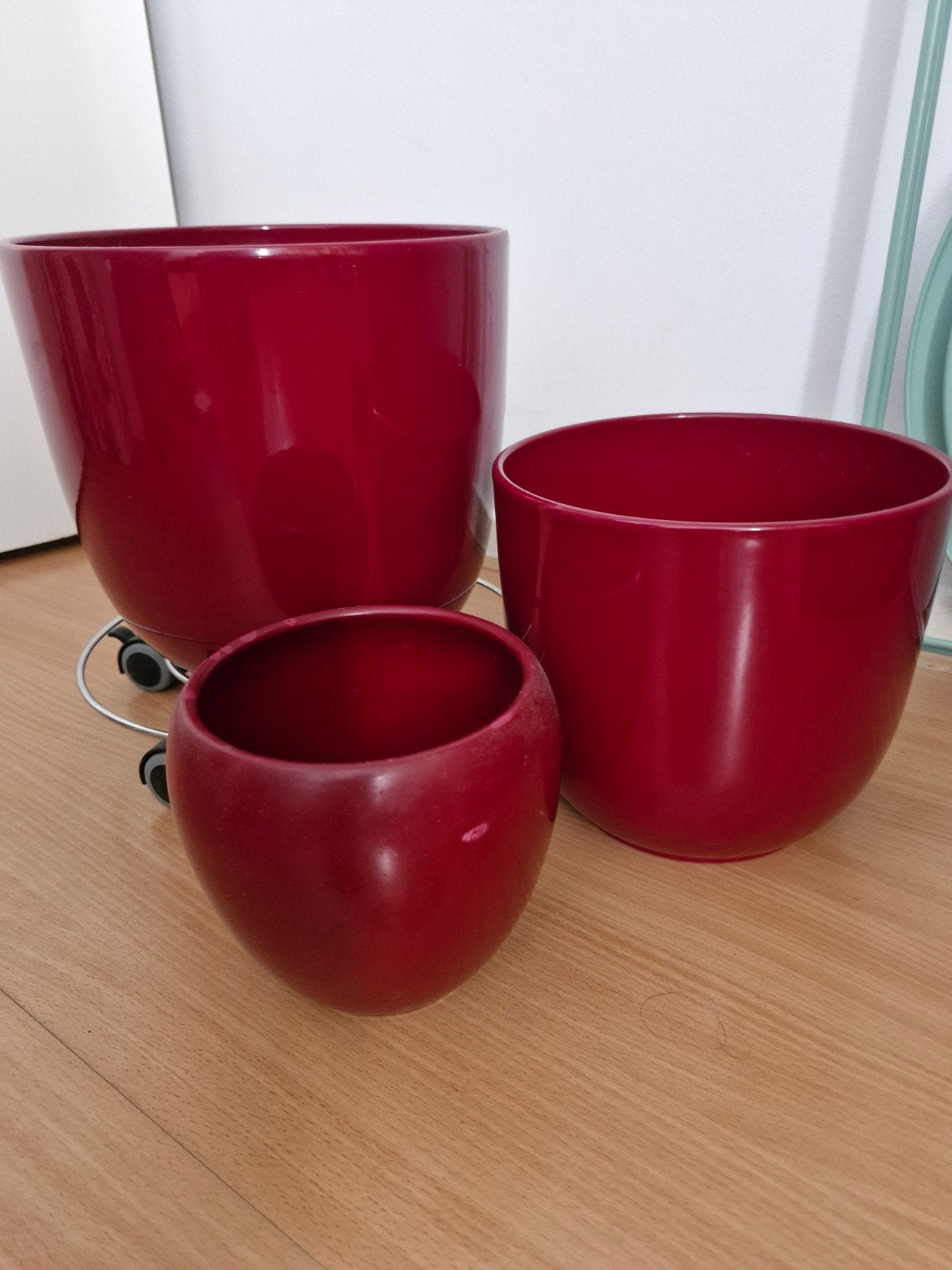 set van 3 rode planten potten, Ophalen, Rond, Aardewerk, Minder dan 40 cm