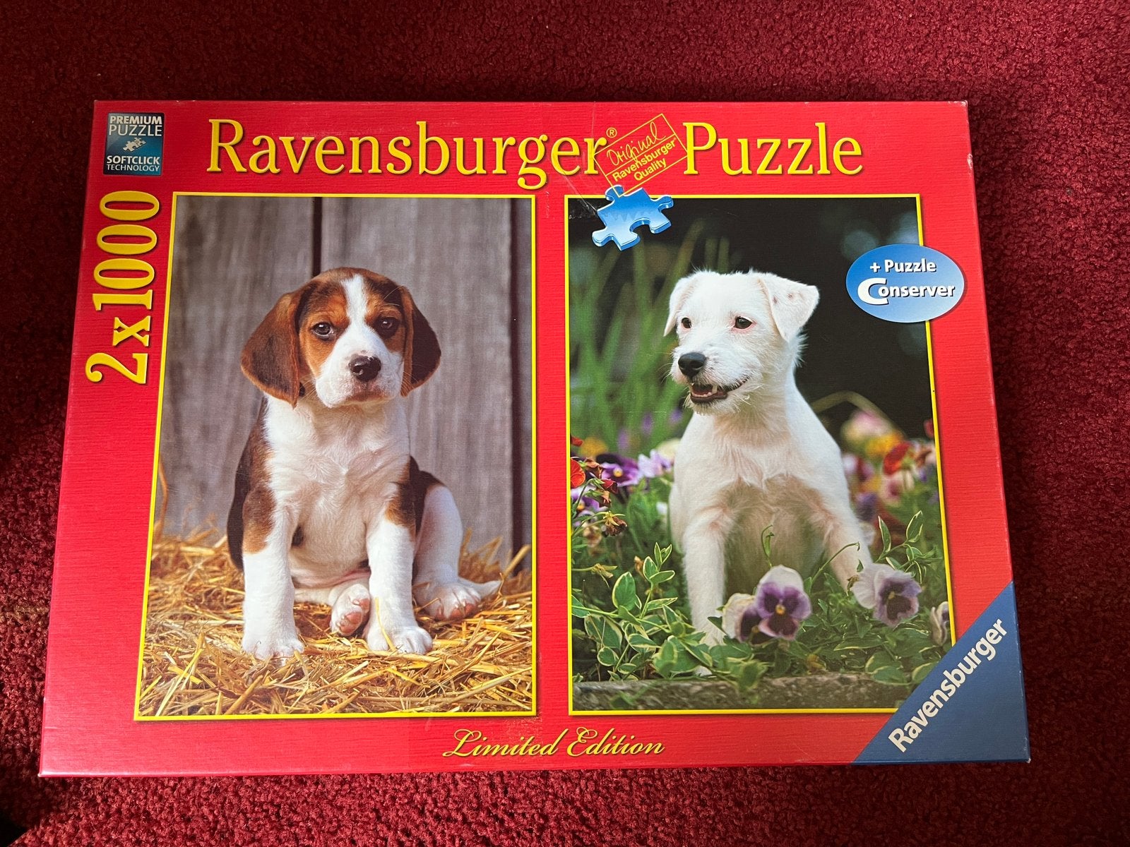 Ravensburger honden puzzels 2x1000 stukjes, Ophalen of Verzenden, 500 t/m 1500 stukjes, Zo goed als nieuw