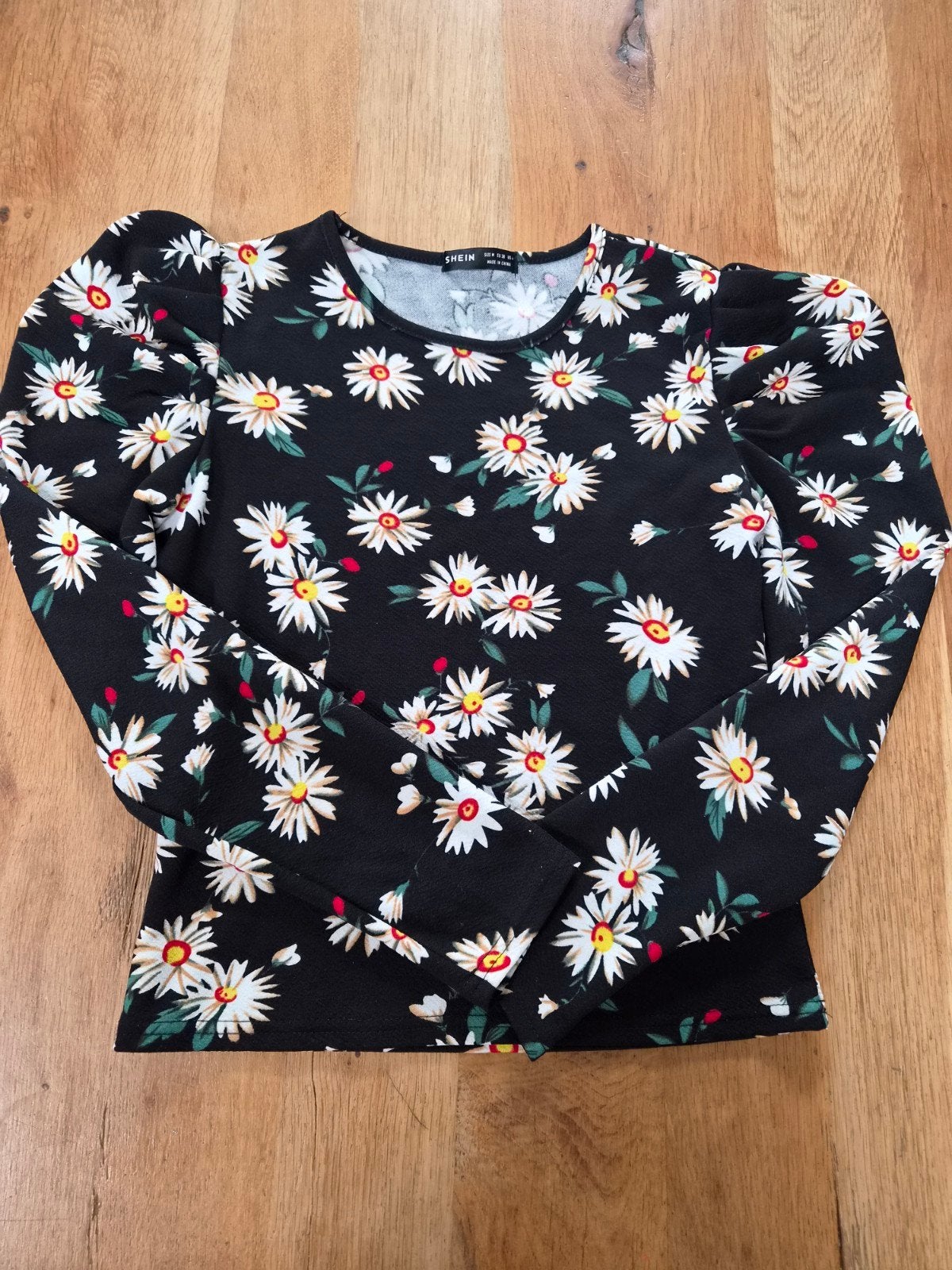 Blouse met pofmouwen  - Maat M, zgan, Kleding | Dames, Blouses en Tunieken, Maat 38/40 (M), Zwart, Ophalen of Verzenden, Zo goed als nieuw