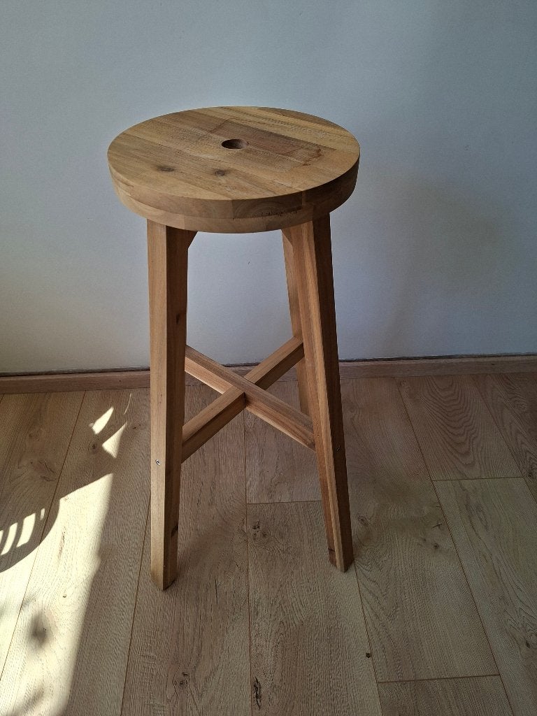 Massief houten barkruk, Ophalen, Gebruikt, 60 tot 90 cm, 1 kruk