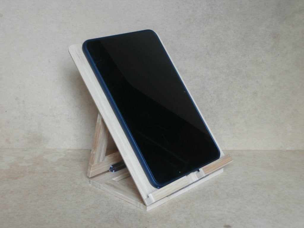 Notebook standaard tablet houder standaard laptophouder hout, Ophalen of Verzenden, Zo goed als nieuw, In diepte verstelbaar