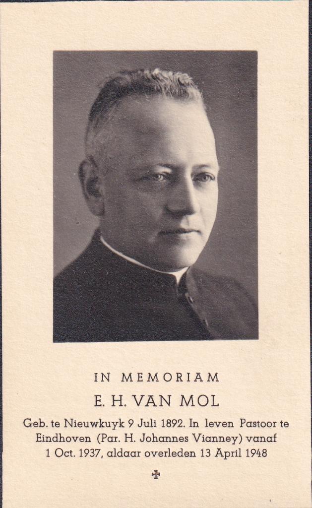 Mol E.H. 1892 Nieuwkuyk  1948 Eindhoven prieaster, Verzamelen, Ophalen of Verzenden, Bidprentje