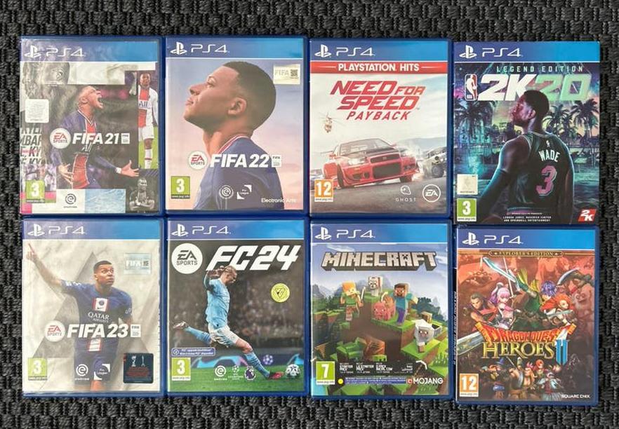PS4 Spellen Bundel: FIFA, Minecraft, Need for Speed, Dragon, Spelcomputers en Games, Ophalen, Gebruikt, Overige genres, Eén computer
