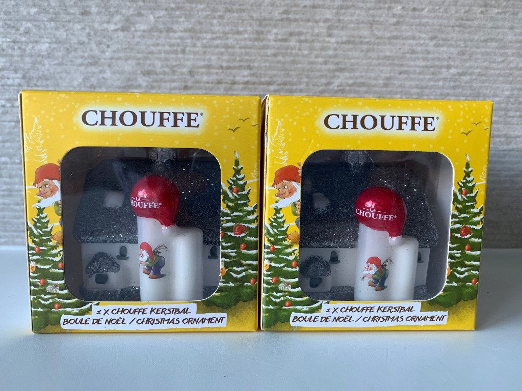 2x La Chouffe Kerstbal Brouwerij Chouffe Kerst ornament, Ophalen, Nieuw, Duvel