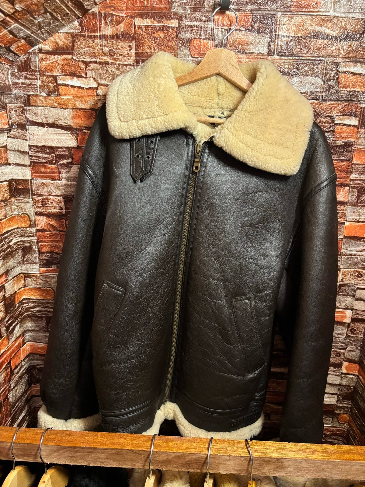 Leren Shearling Jas - Warme en Stijlvolle Winterjas, Kleding | Heren, Jassen | Zomer, Ophalen of Verzenden, Zo goed als nieuw