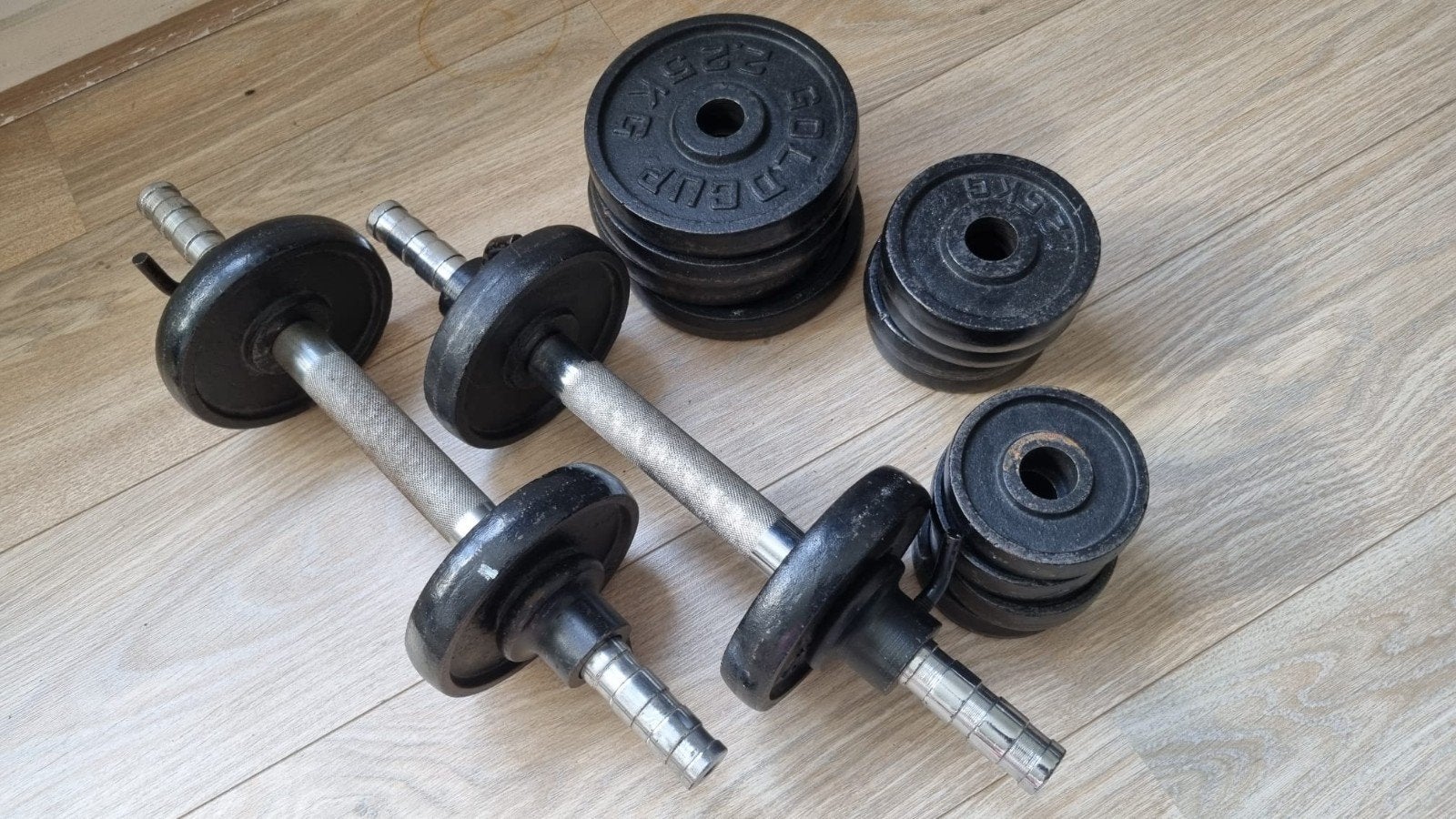 Dumbbellset met diverse gewichten, Sport en Fitness, Ophalen, Gebruikt, Armen, Halterset