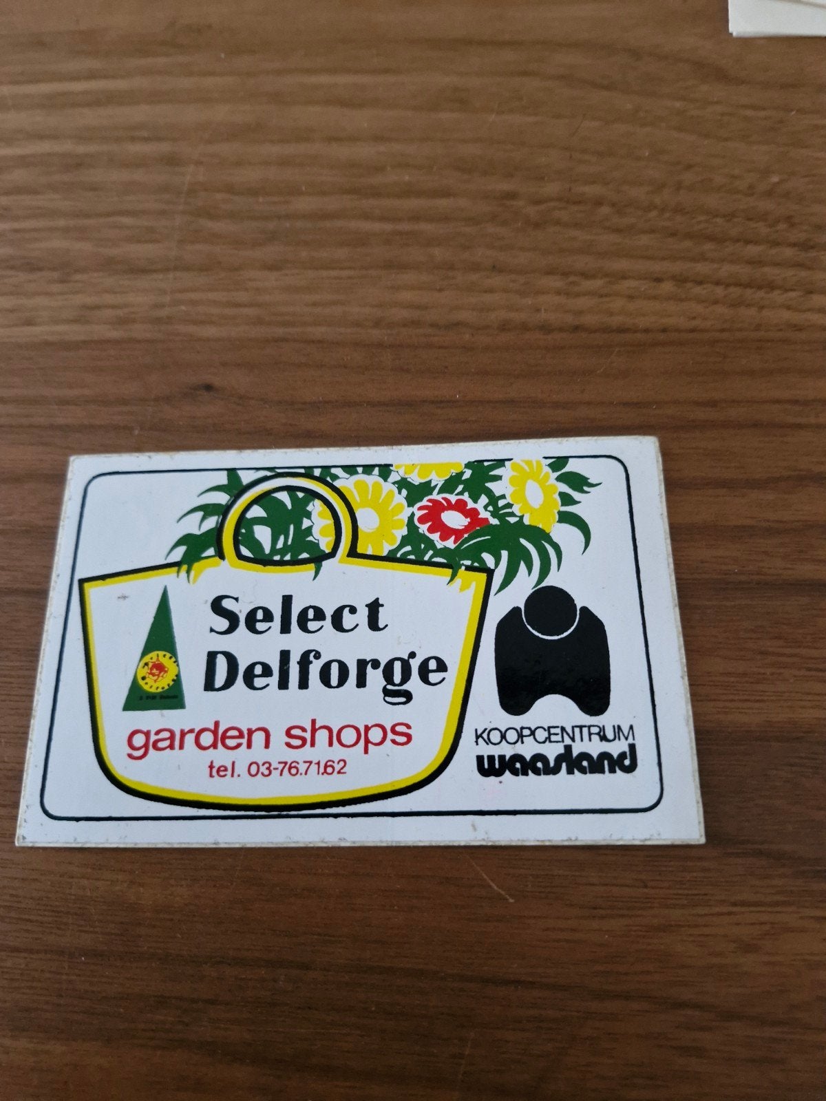 10994 Sticker Select Delforge Garden Shops Koopcentrum Waa, Ophalen of Verzenden, Gebruikt, Bedrijf of Vereniging