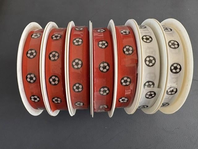 voetbal lint op rol zwart wit of oranje per rol, Hobby en Vrije tijd, Naaien en Fournituren, Ophalen of Verzenden, Nieuw, Lint, Band of Elastiek