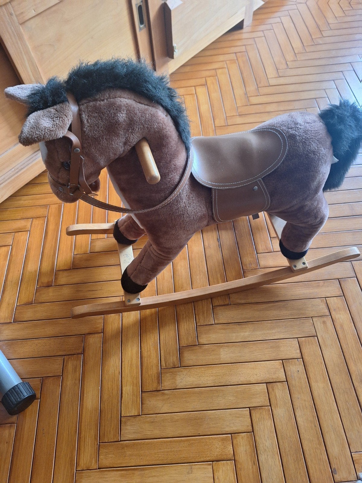 Hobbelpaard met geluid - Bruin pluche, Ophalen