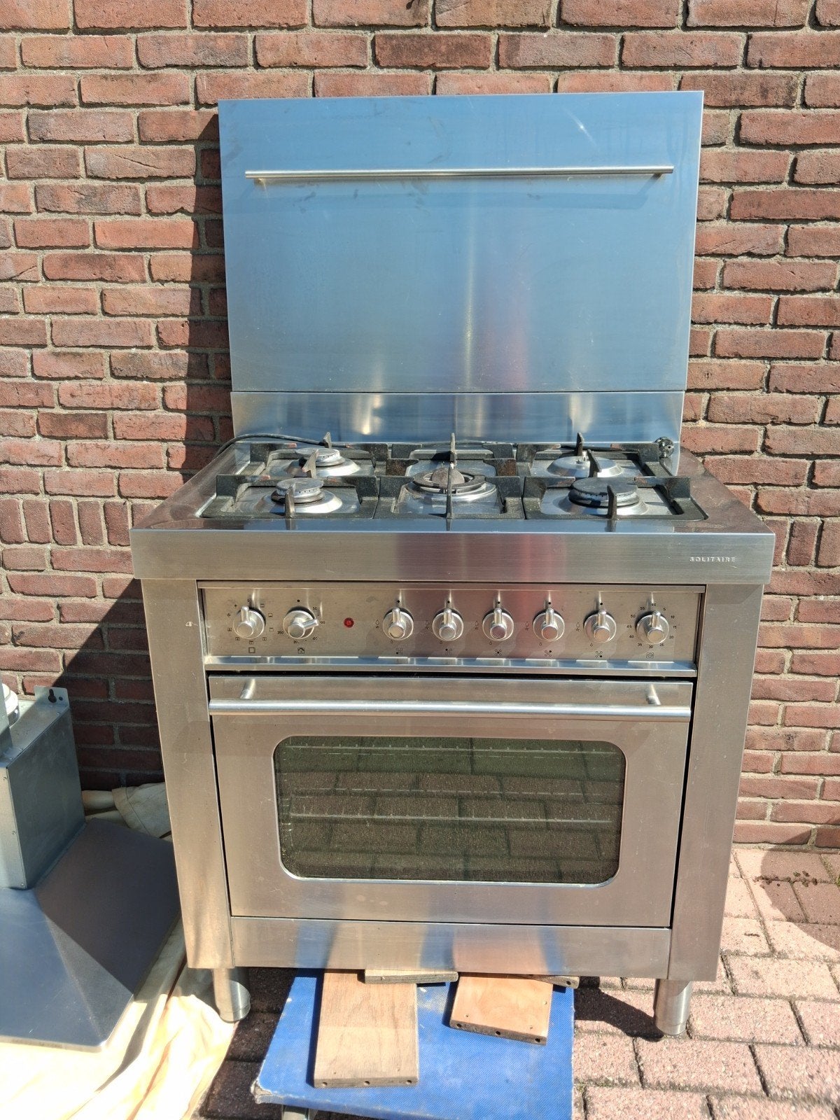 Solitaire gasfornuis met oven - RVS, Witgoed en Apparatuur, Fornuizen, Ophalen, Gebruikt, 60 cm of meer, Gas