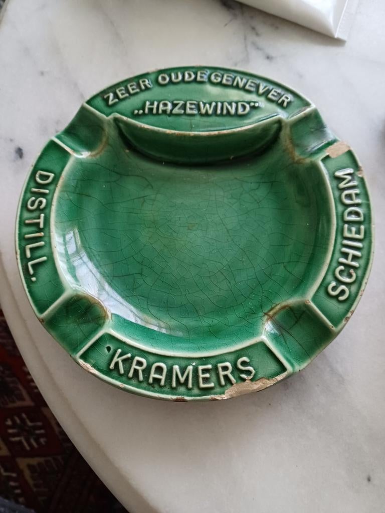 Oude reclame asbak Hazewind jenever Kramers Schiedam, Verzamelen, Merken en Reclamevoorwerpen, Ophalen of Verzenden, Gebruikt