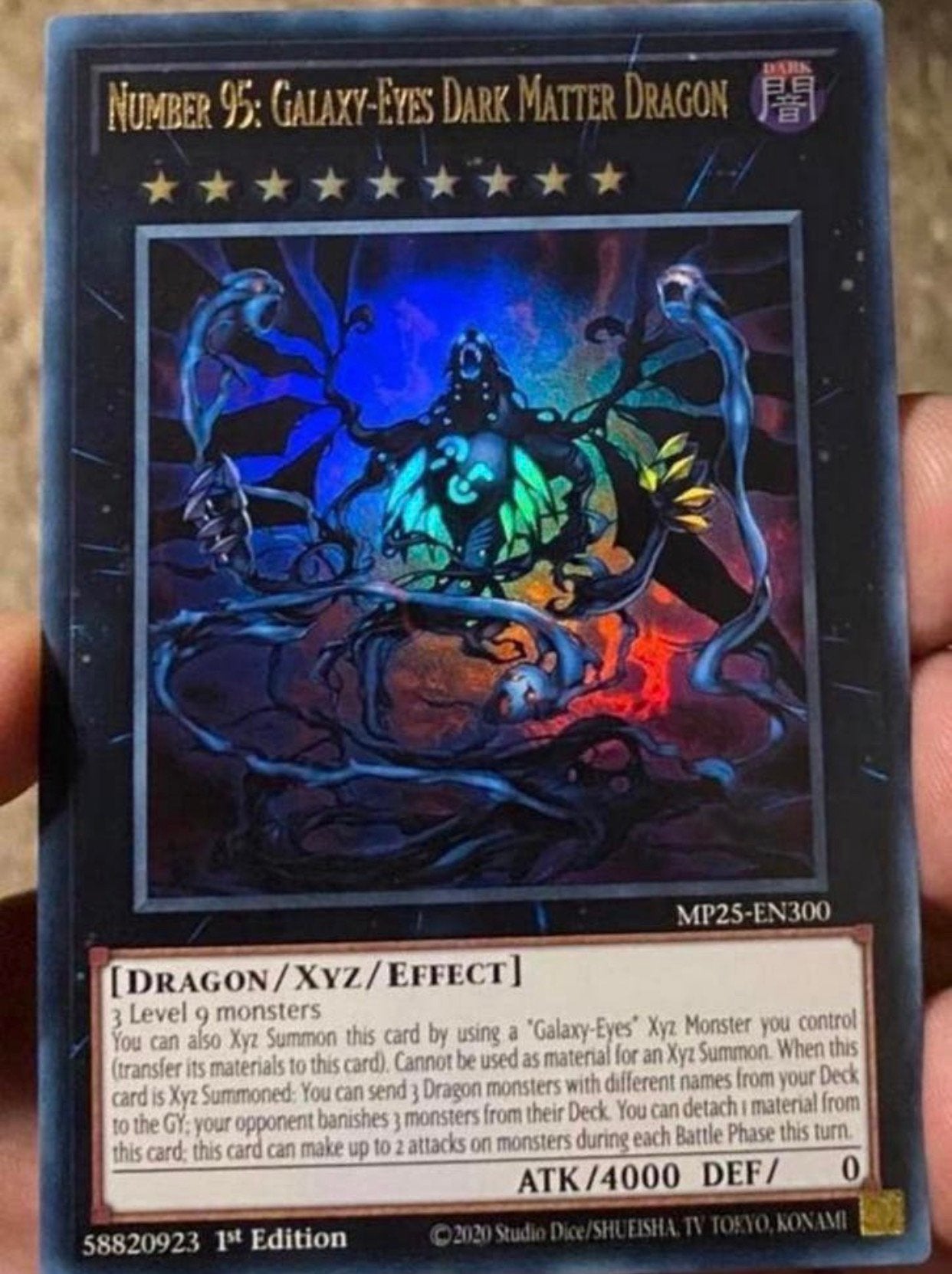 Yu-Gi-Oh! Number 95:Galaxy Eyes Dark Matter Dragon MP25 Mint, Ophalen of Verzenden, Zo goed als nieuw, Losse kaart, Foil