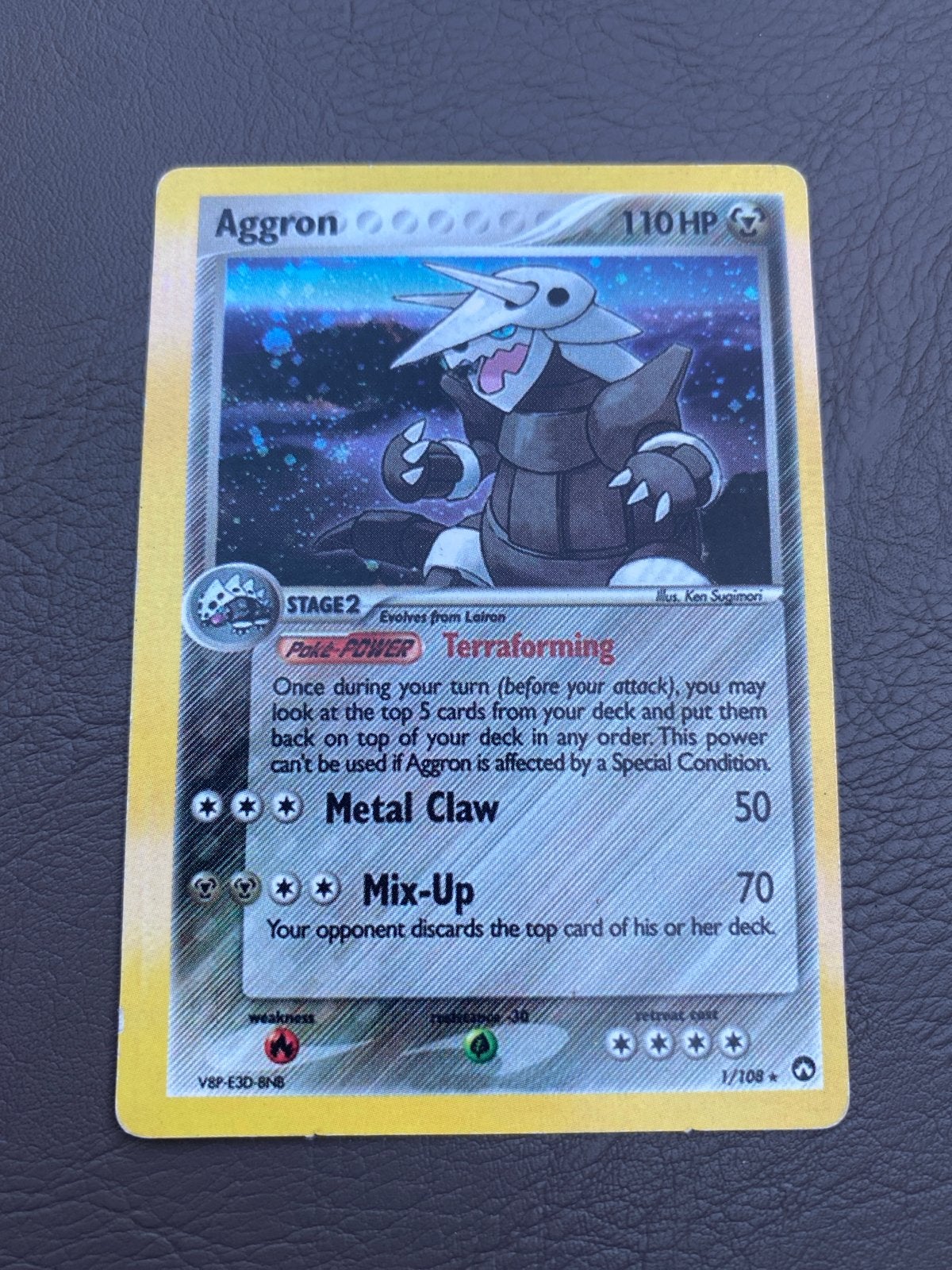 Aggron Pokémon Kaart 1/108 Holo Rare EX Sandstorm, Verzenden, Zo goed als nieuw, Losse kaart, Foil