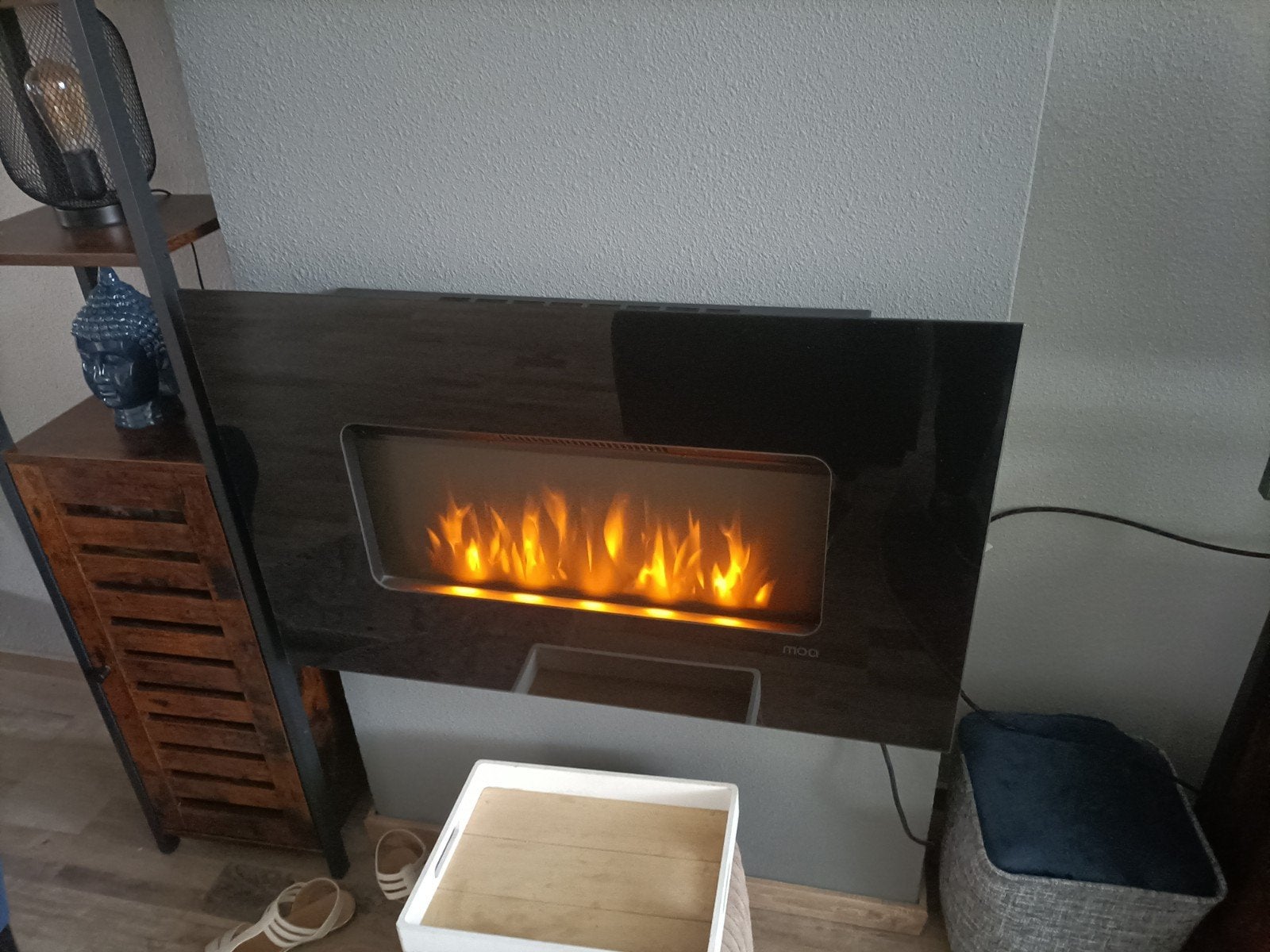 Elektrische open haard met afstandsbediening, 91 cm breed, Ophalen, Vrijstaande haard, Elektrische haard