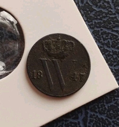 Mooie schaarse halve (1/2) cent 1847 - Willem II, Verzenden, Koning Willem II, Overige waardes, Losse munt