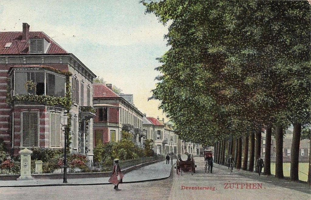 AM170 Zutphen Deventerweg tulpkaart 1906, Verzenden, Voor 1920, Gelopen, Gelderland