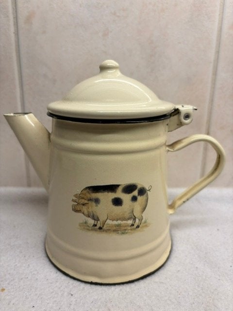 Emaille Koffie Pot Varken, Ophalen of Verzenden