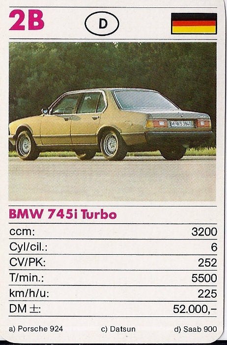 Kw1564 autokaartje 2b - bmw 745i turbo, Ophalen of Verzenden, Zo goed als nieuw, Auto's