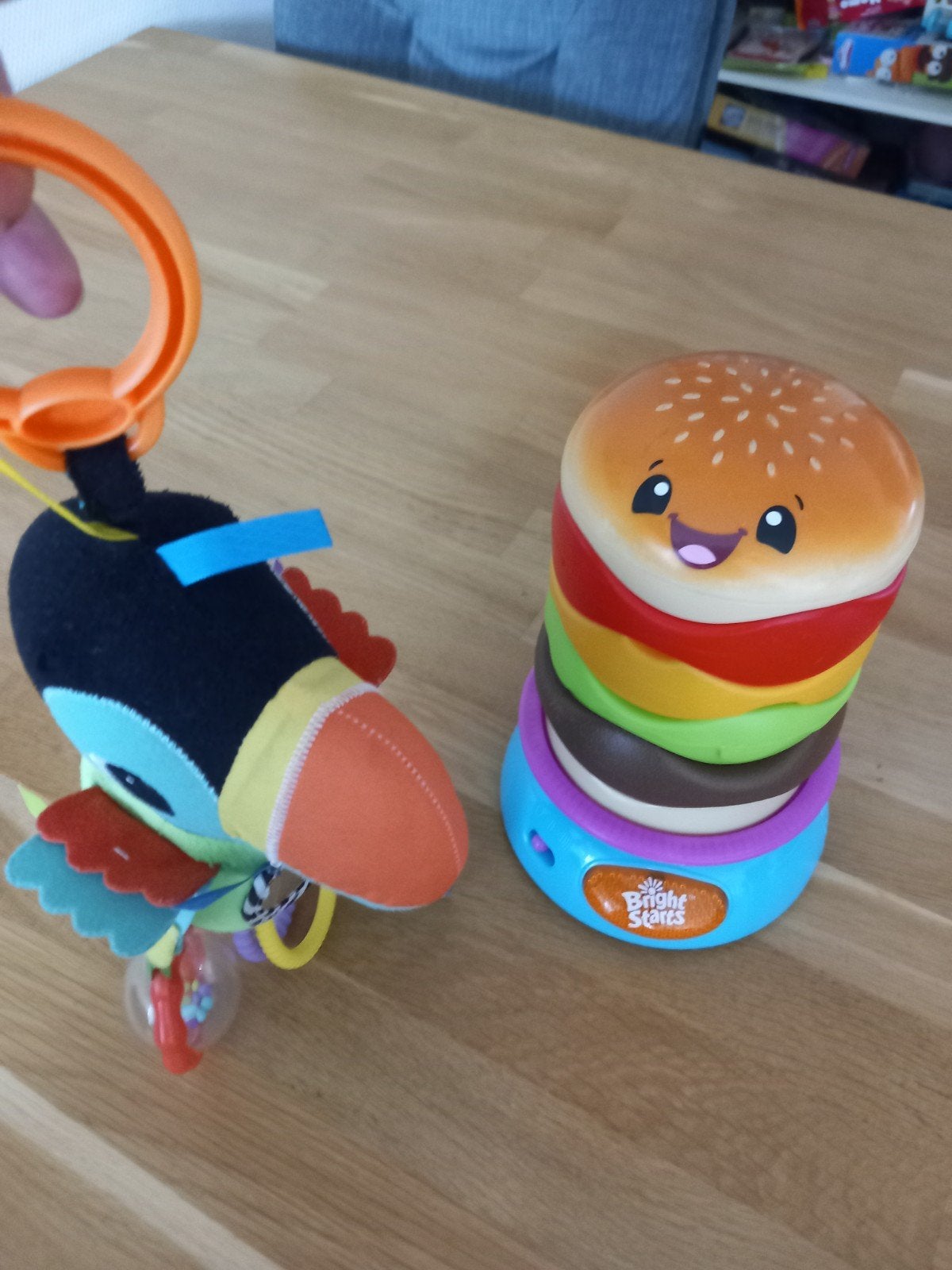 Set: Bright Starts hamburger en toekan, Ophalen of Verzenden, Gebruikt, Overige typen, Met licht