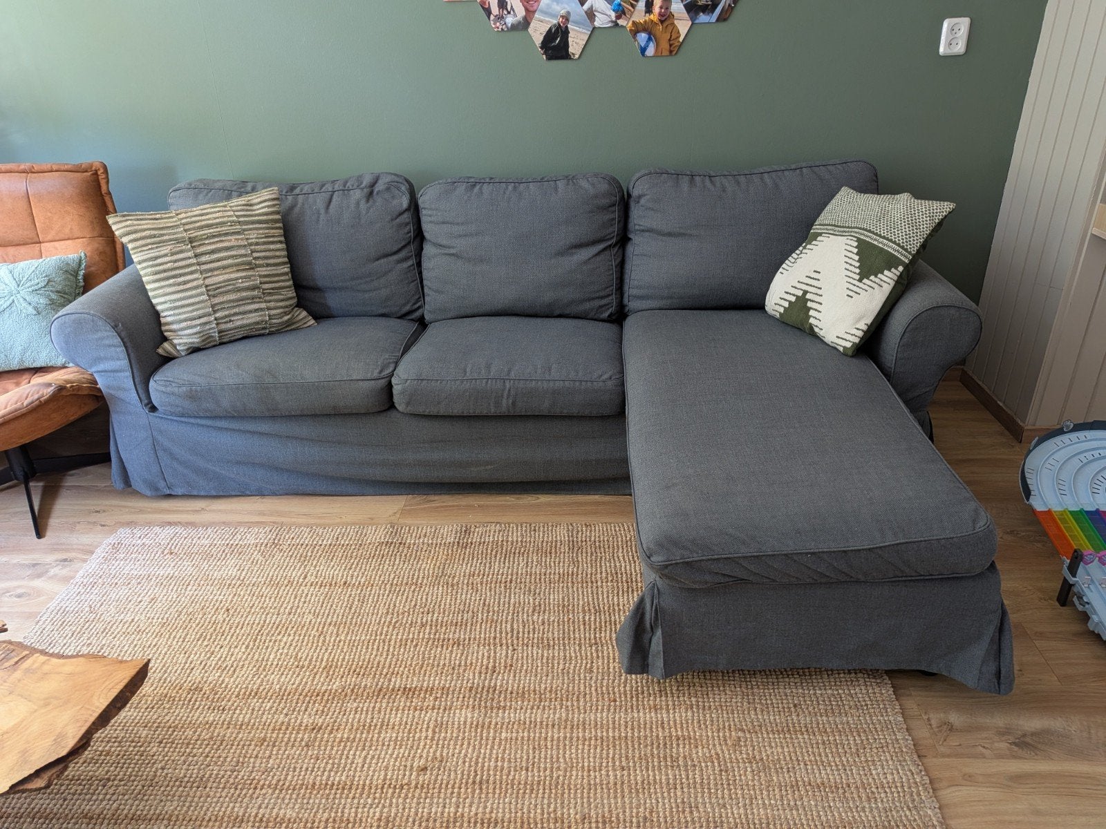 ikea ektorp bank 3 zit met chaise longue gedeelte, Ophalen, Gebruikt, Driepersoons, Kunststof