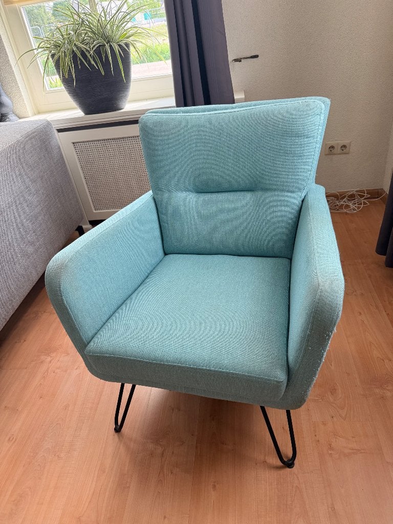 Blauwe fauteuil – opknapper, Huis en Inrichting, Ophalen, Gebruikt, Minder dan 75 cm, 75 tot 100 cm
