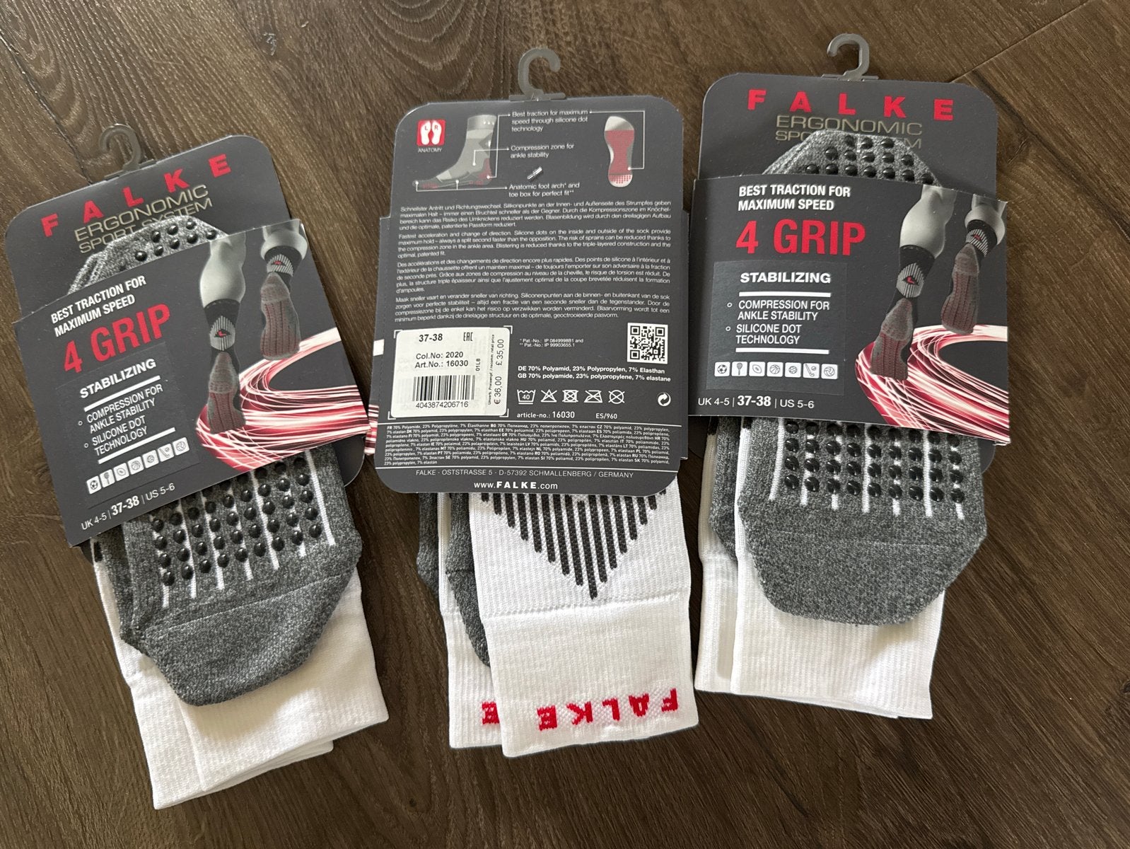 Drie paar Falke 4 Grip Stabiliserende Sokken - Maat 37-38, Sokken en Kniesokken, Maat 35 t/m 38, Nieuw, Ophalen of Verzenden