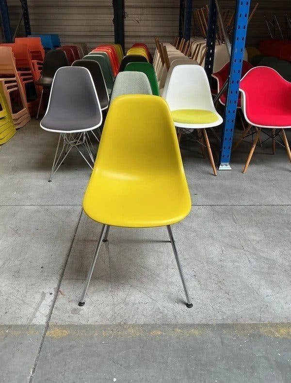 Vitra DSX Design Stoelen | Mosterd Geel | Chroom | Stoelen, Kunststof, Gebruikt, Overige kleuren, -