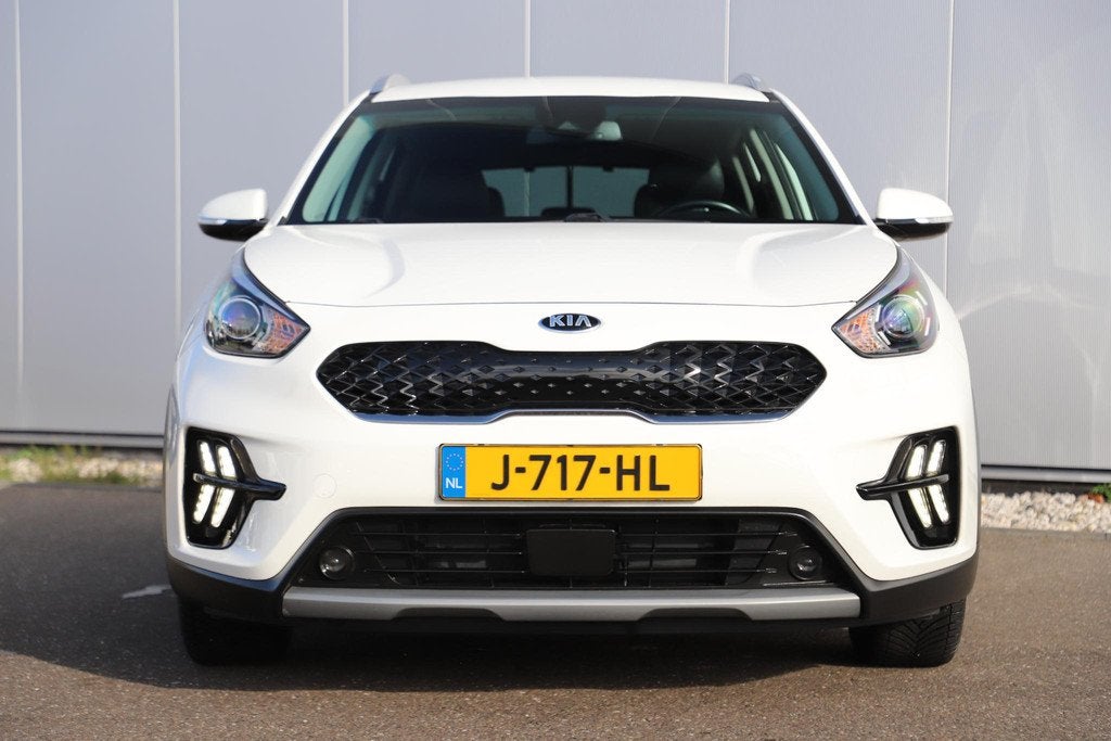 Kia Niro 1.6 GDi Hybrid DynamicLine Half Leder Carplay Andro, Auto's, Kia, Gebruikt, Euro 6, Leder en Stof, Wit