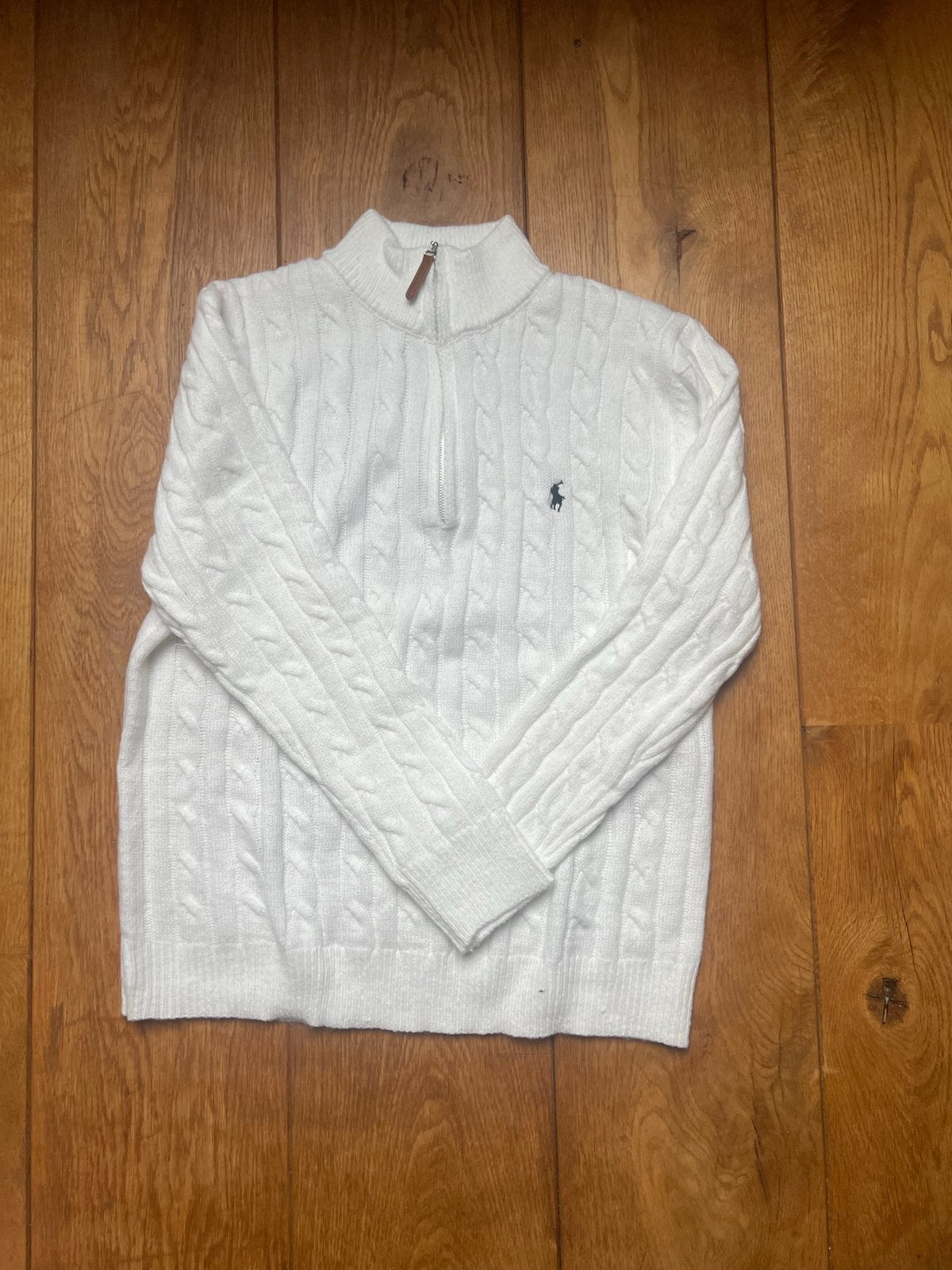 Polo Ralph Lauren kabelgebreide trui wit, Kleding | Heren, Ophalen of Verzenden, Nieuw, Maat 52/54 (L), Wit