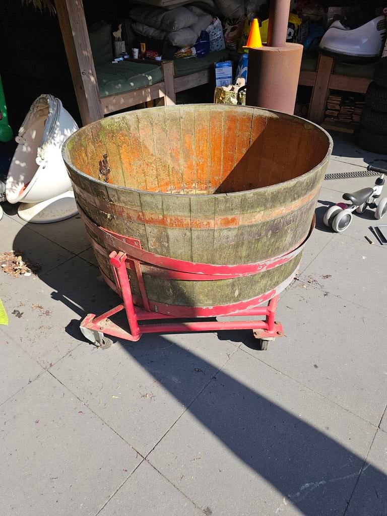 Houten kaas tobbe, Tuin en Terras, Bloembakken en Plantenbakken, Ophalen, Gebruikt, Rechthoekig, Hout