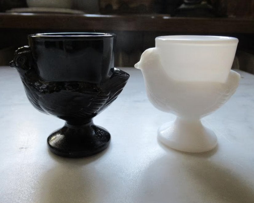 Set vintage Franse glazen eierdopjes, Ophalen of Verzenden