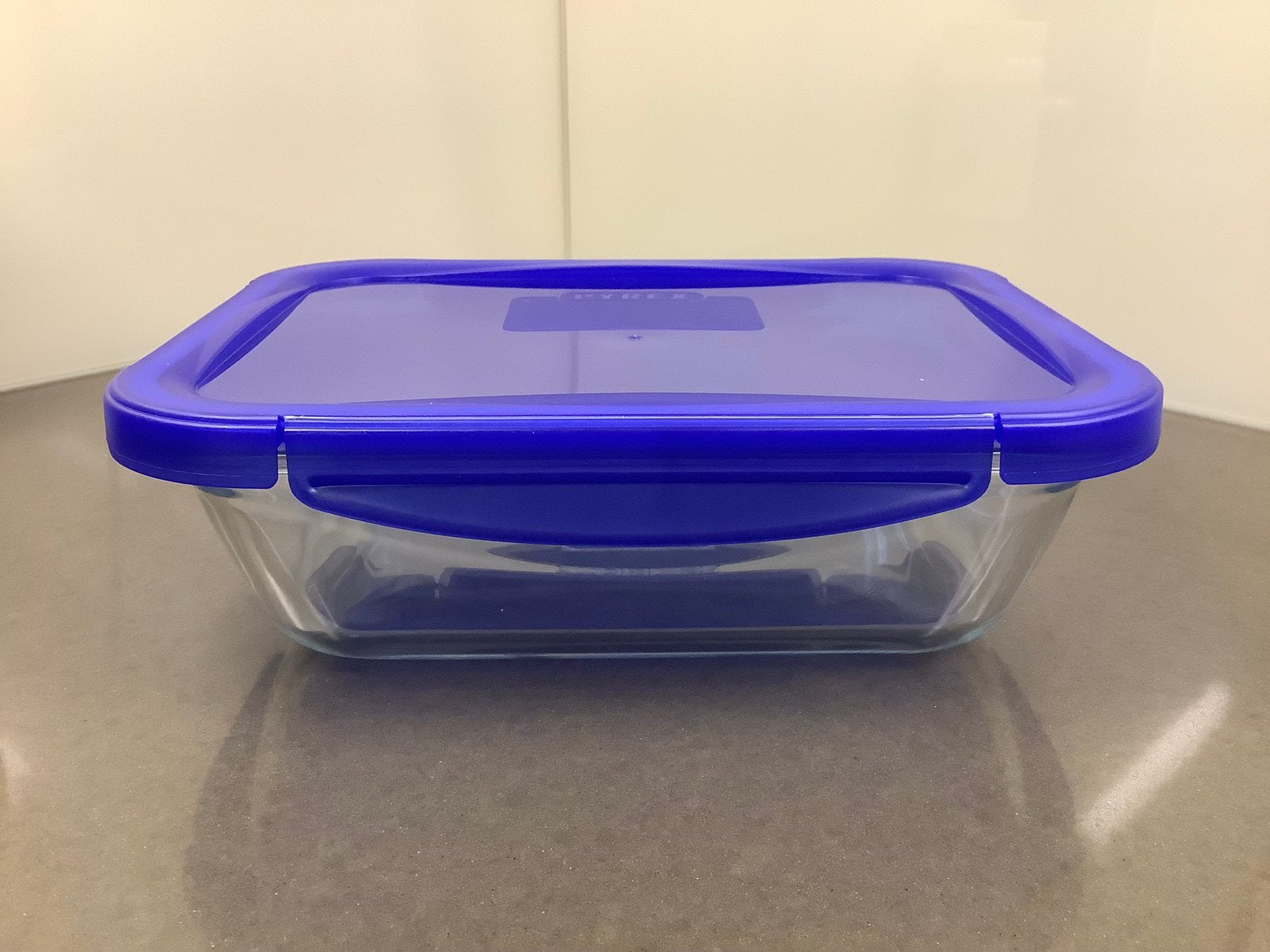 Grote glazen Pyrex oven-vershoudschaal 1,7 litr, Ophalen of Verzenden, Zo goed als nieuw, Glas, Pot, Bus of Blik