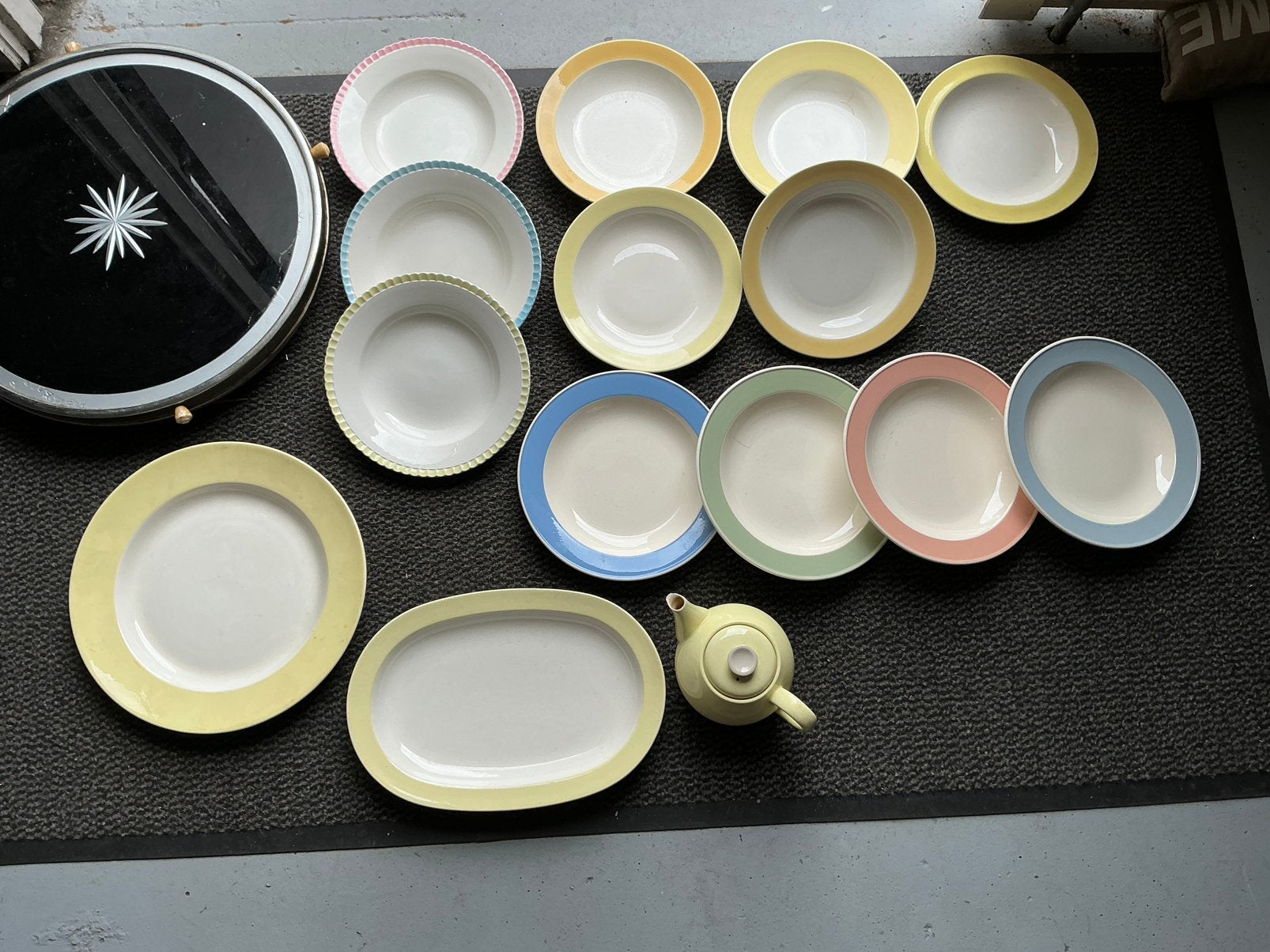 SERVIES PASTEL BOCH PETRUS REGOUT SPHINKS FIFTIES JAREN 50, Ophalen of Verzenden