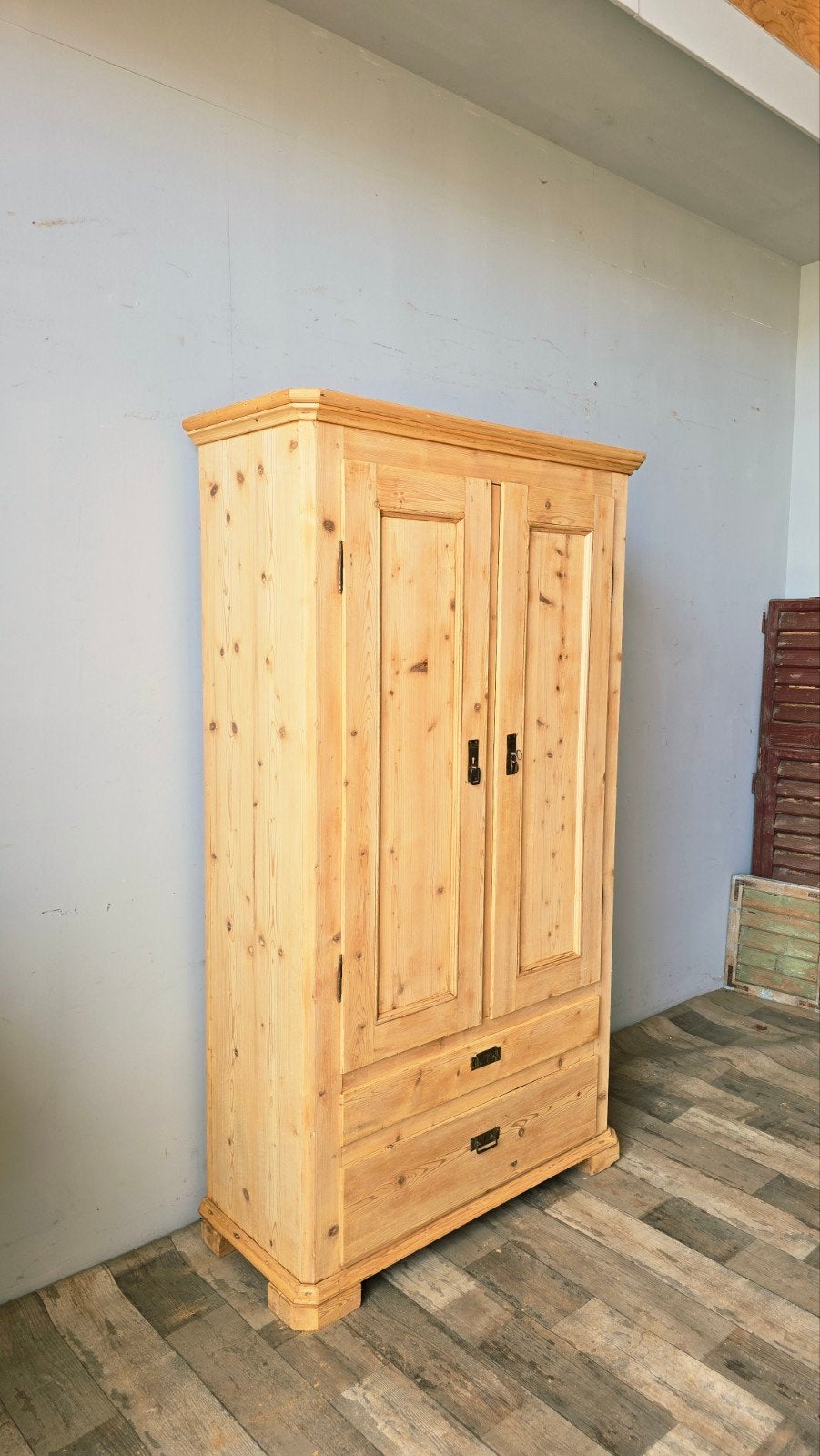 Mooie Grenen Houten Kledingkast Gerestaureerd Antiek, 100 tot 150 cm, Met lade(s), Ophalen of Verzenden, Zo goed als nieuw
