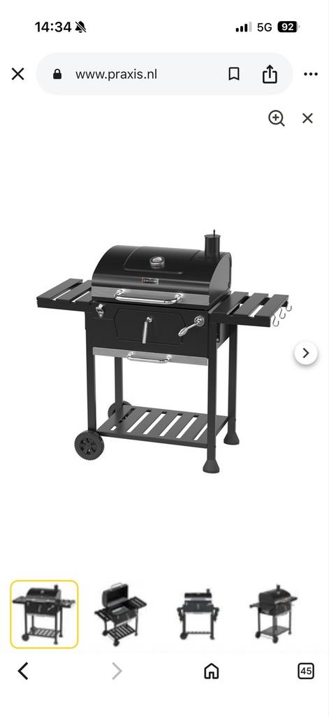 Houtskoolbarbecue met zijtafels en thermometer, Tuin en Terras, Ophalen, Zo goed als nieuw