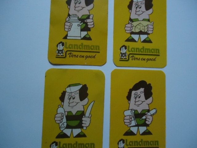 sticker Jaren 70 LANDMAN Strip melkman melk supermarkt retro, Verzenden, Zo goed als nieuw