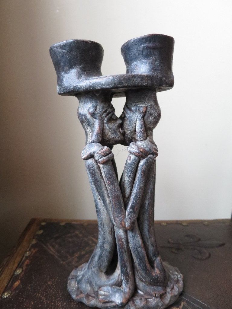 HANDGEMAAKT KUS BEELD UIT TERRACOTTA ALS KANDELAAR 26 CM, Ophalen of Verzenden