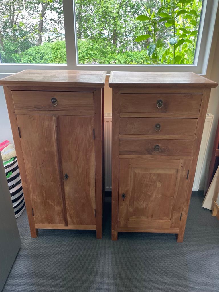 2x Teak houten kast 110x53x41 (hxbxd), Ophalen, Zo goed als nieuw