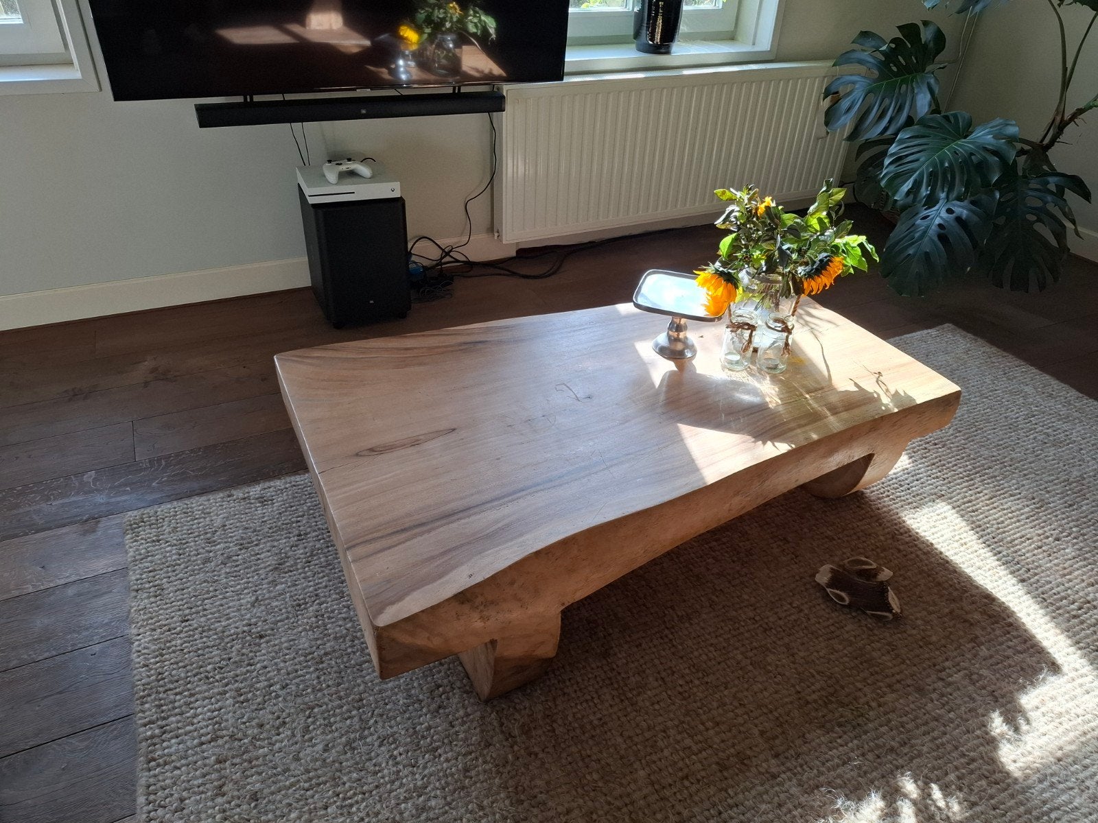 mooie luxe zware boomstam salontafel, Huis en Inrichting, Ophalen, 100 tot 150 cm, 50 tot 100 cm, Zo goed als nieuw