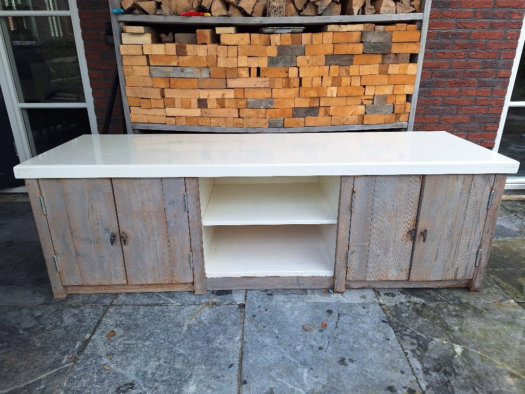 Tv  meubel steigerhout, Ophalen, Gebruikt, 150 tot 200 cm, Landelijk