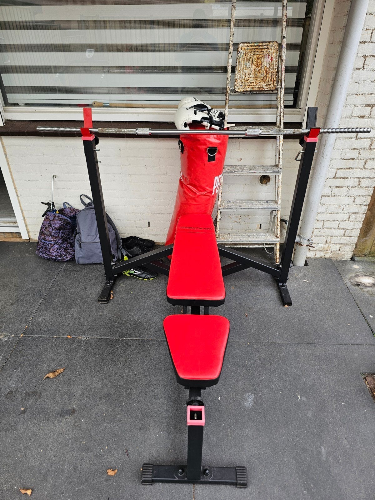 Marbo Sport Fitnessbank met halterstang, Ophalen, Zo goed als nieuw, Armen, Fitnessbank