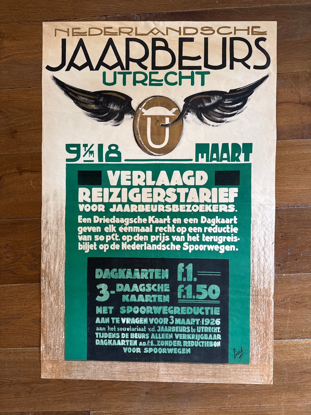 Originele Jaarbeurs Utrecht Poster 1926 - Gerepareerd, Deurposter of groter, Ophalen of Verzenden, Reclame, Rechthoekig Staand