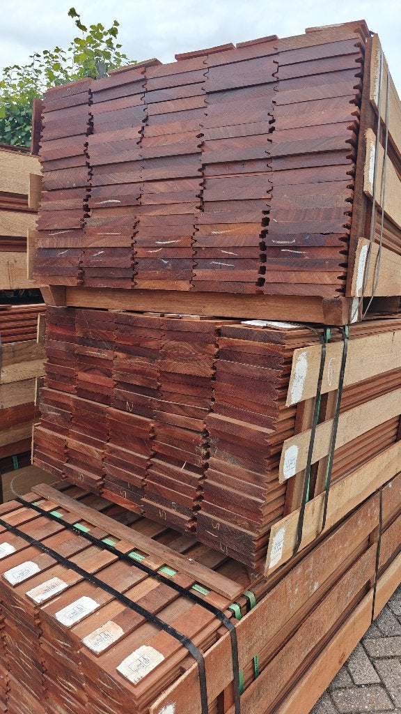 Hardhouten Damwand 30 x 185mm Angelim Vermelho, Planken, Nieuw, Ophalen of Verzenden, Hardhout