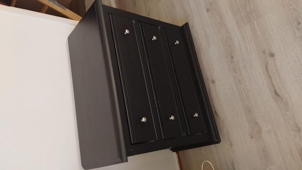 Zwart ladekastje met 3 laden, Huis en Inrichting, Kasten | Ladekasten, Gebruikt, Klassiek, 3 of 4 laden, Minder dan 100 cm