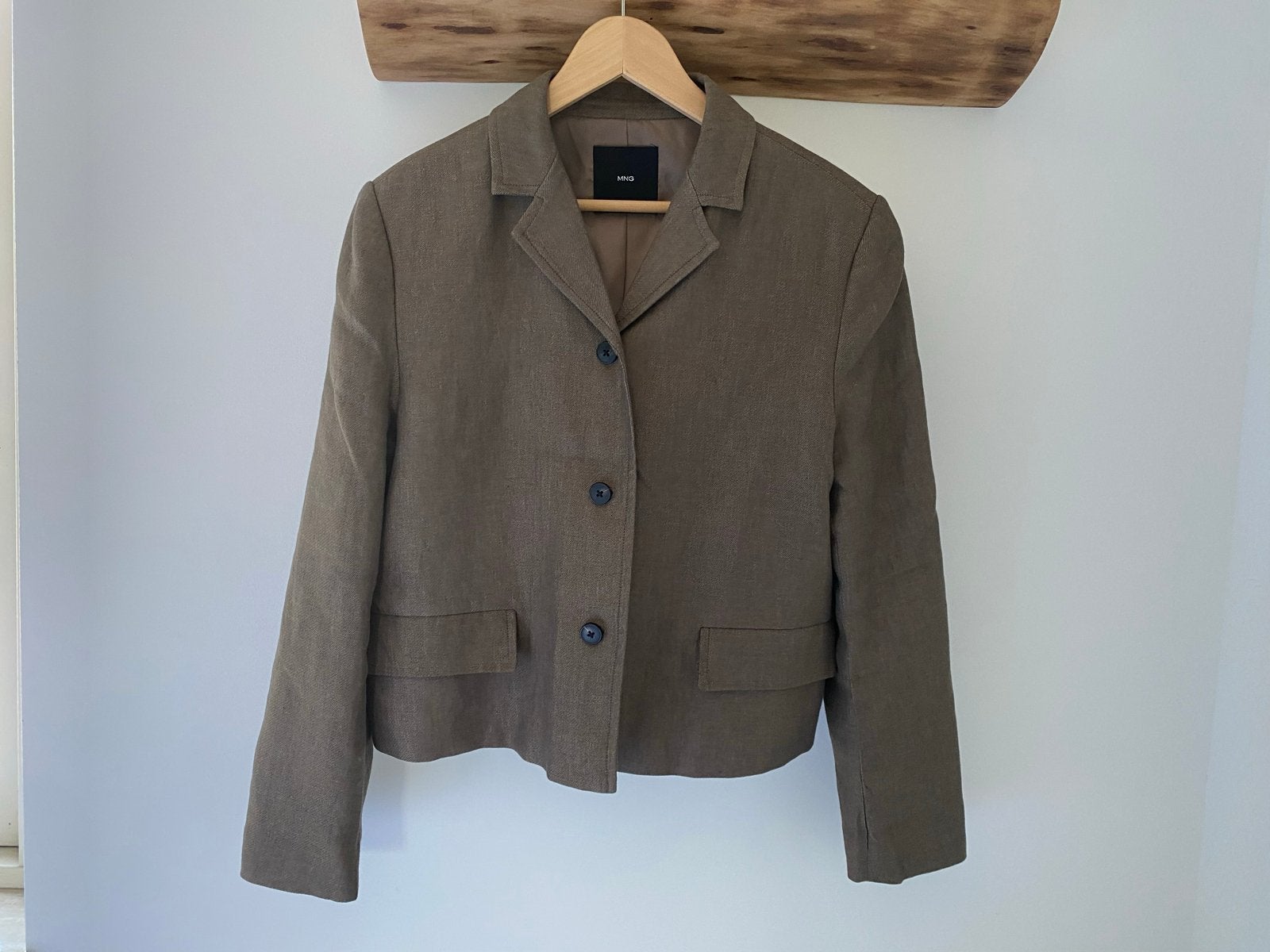 Mango BLAZER VAN EEN LINNENBLEND maat L, Ophalen of Verzenden, Zo goed als nieuw, Maat 42/44 (L), Bruin