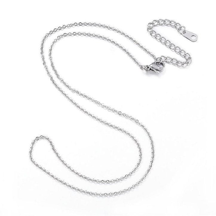 Stainless steel schakelketting antiek zilver 2x1,5mm 46+5cm, Overige materialen, Verstelbaar, Verzenden, Nieuw